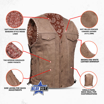 BSM5014 Sandstone Men’s Leather Vest