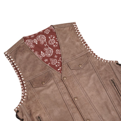 BSM5014 Sandstone Men’s Leather Vest