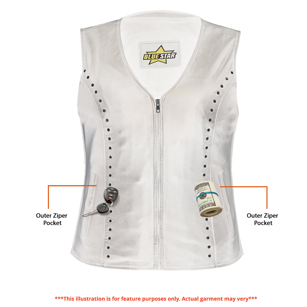 BSM4607 Women’s Studded Leather Motorcycle Vest