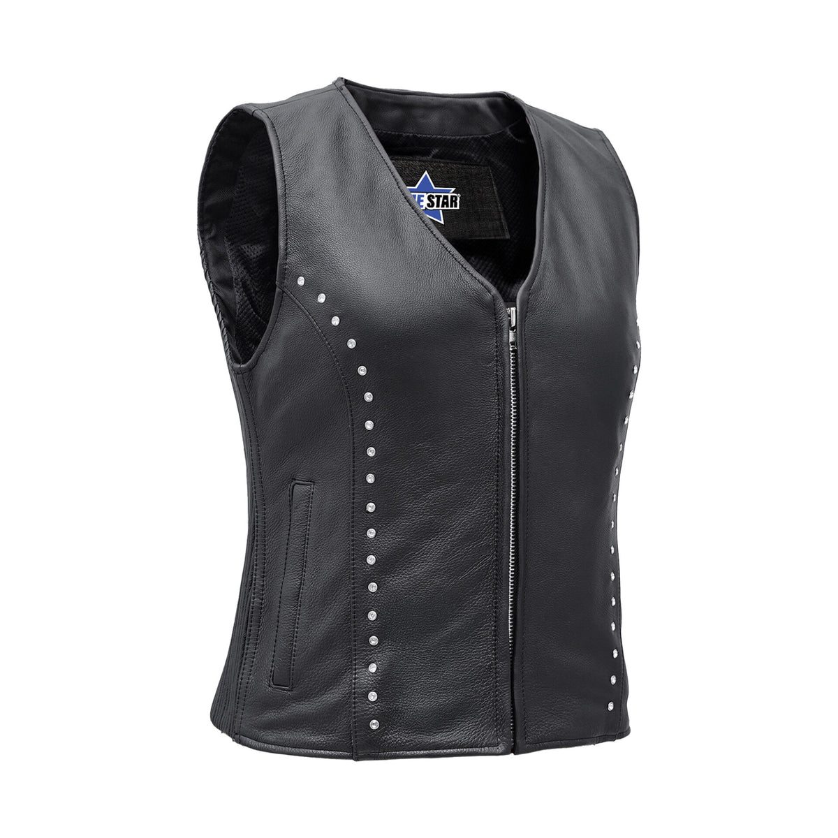 BSM4607 Women’s Studded Leather Motorcycle Vest