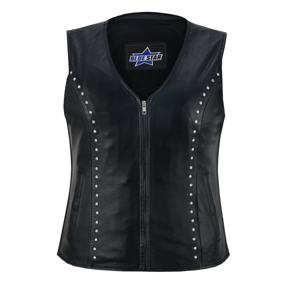 BSM4607 Women’s Studded Leather Motorcycle Vest