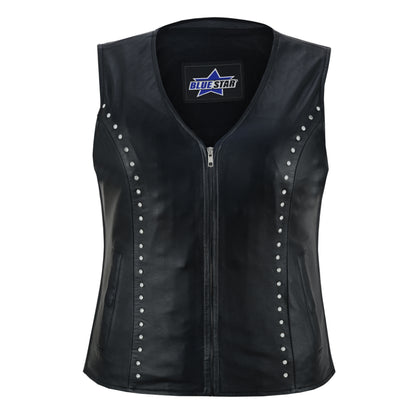 BSM4607 Women’s Studded Leather Motorcycle Vest