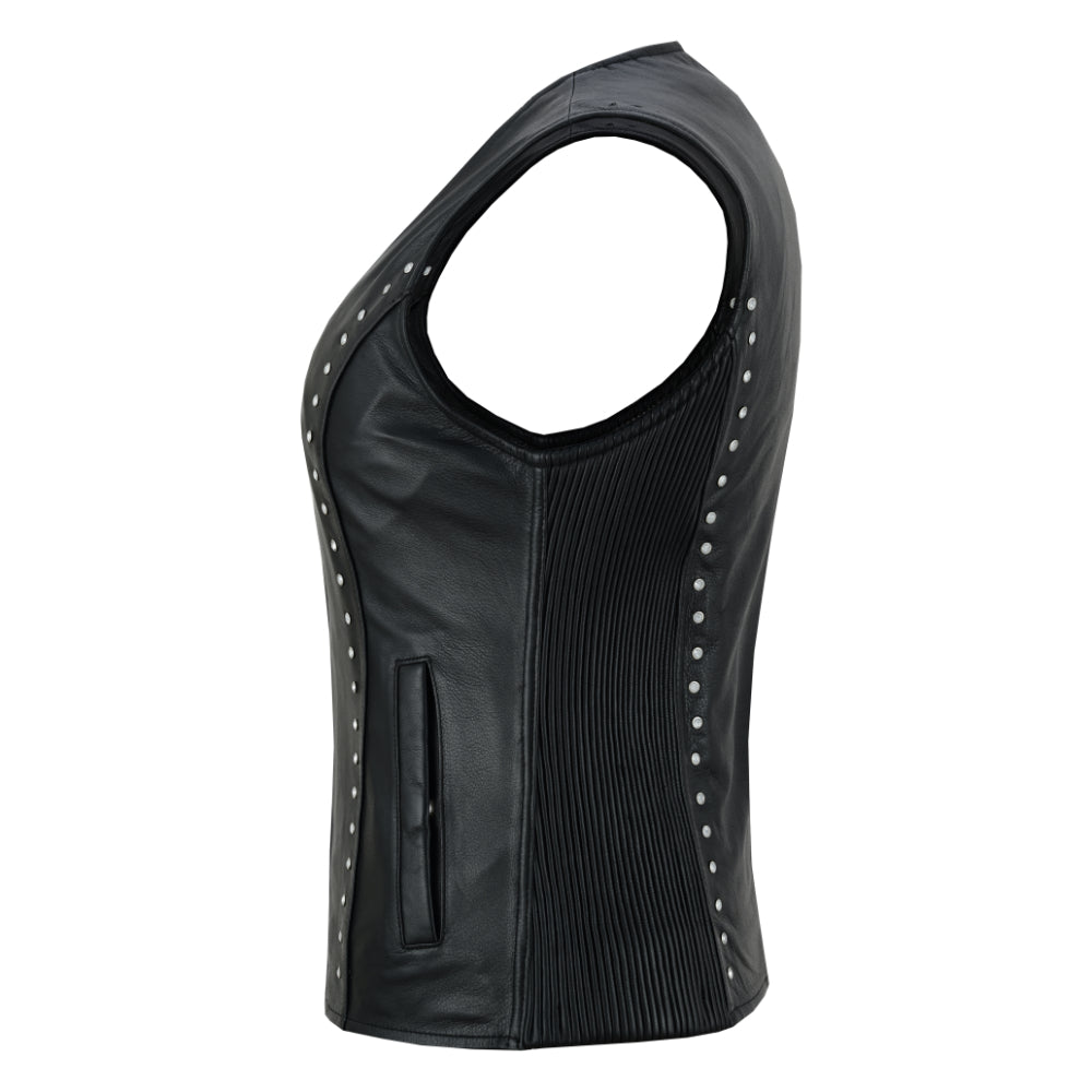 BSM4607 Women’s Studded Leather Motorcycle Vest
