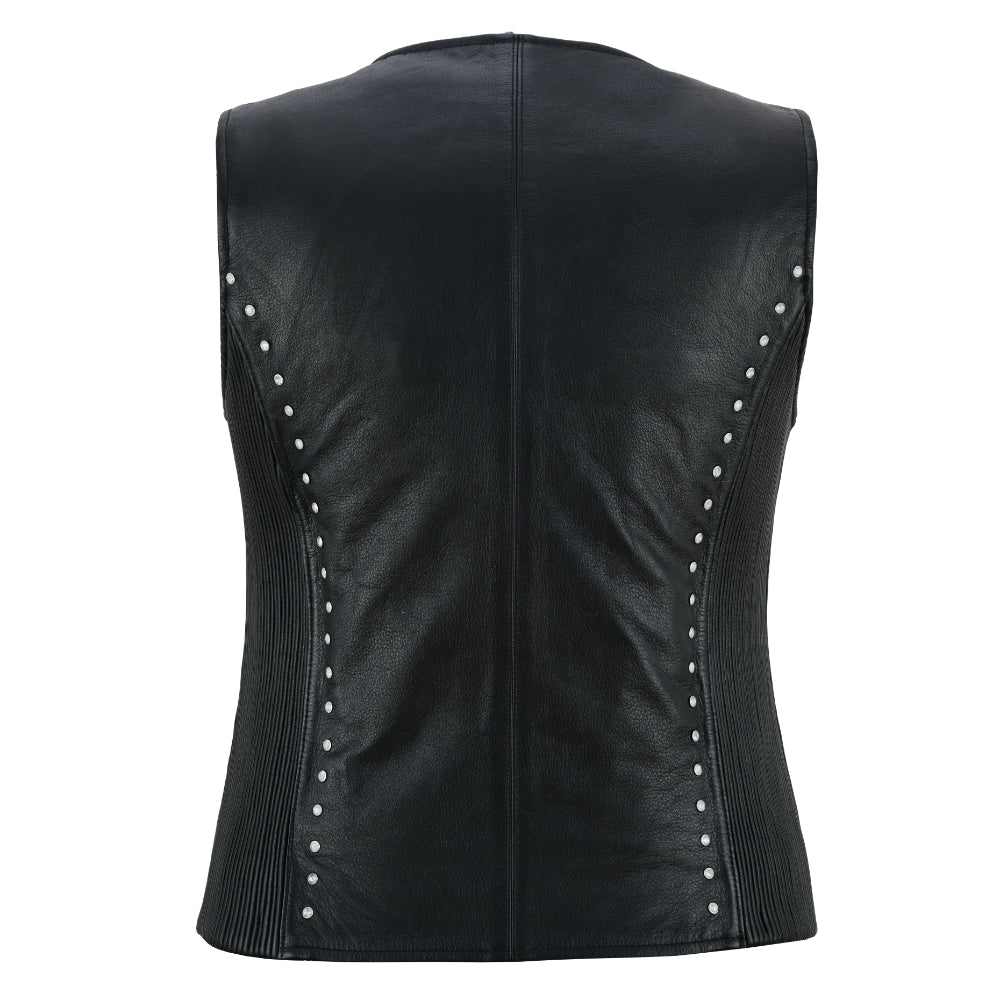 BSM4607 Women’s Studded Leather Motorcycle Vest