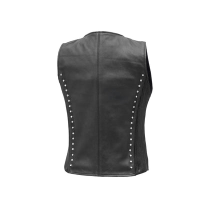 BSM4607 Women’s Studded Leather Motorcycle Vest