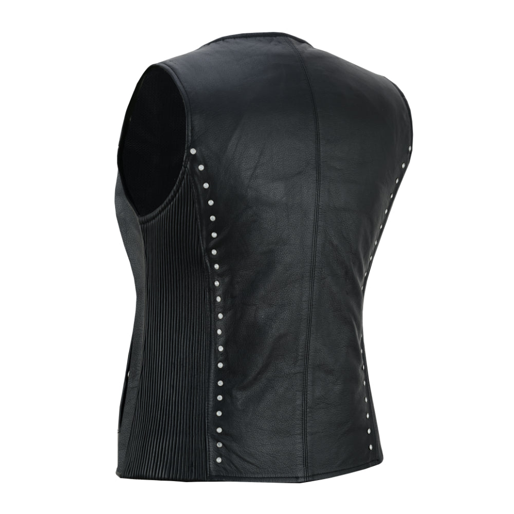 BSM4607 Women’s Studded Leather Motorcycle Vest