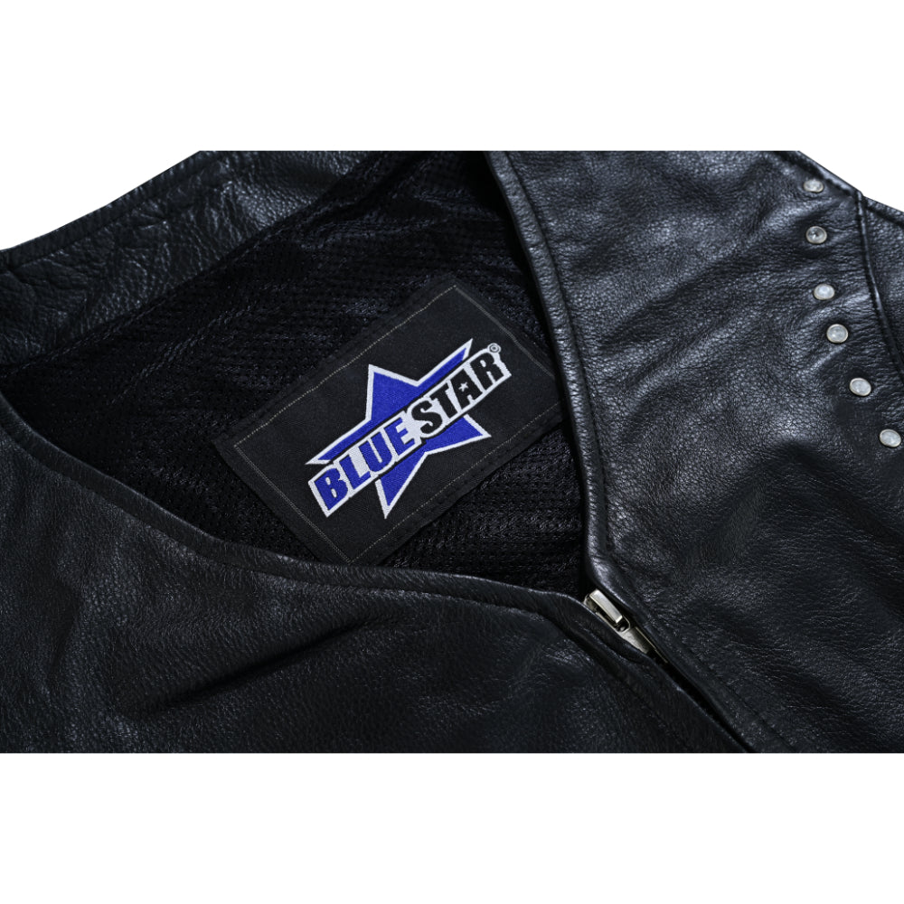 BSM4607 Women’s Studded Leather Motorcycle Vest
