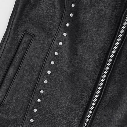 BSM4607 Women’s Studded Leather Motorcycle Vest