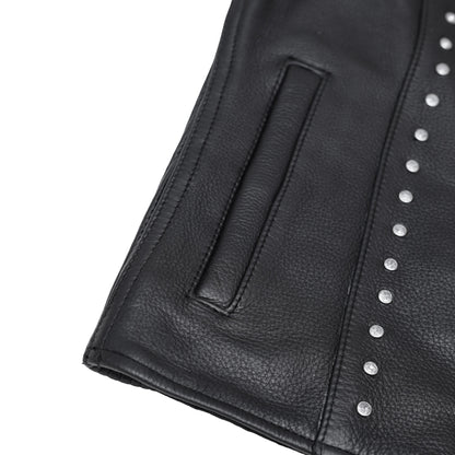BSM4607 Women’s Studded Leather Motorcycle Vest