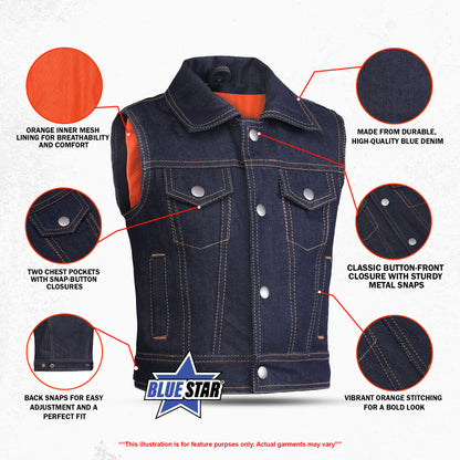BSM4670 Azure Indigo Kids Denim Vest