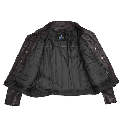 BSM5020 Black Pearl& Women's Fashion Leather Jacket