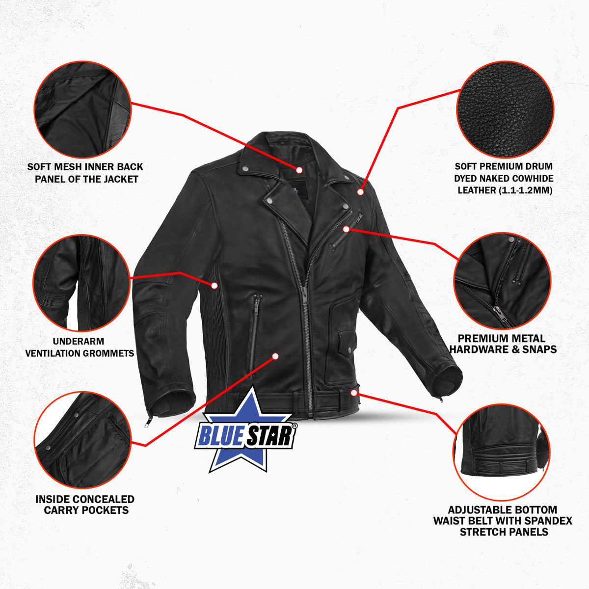 BSM5013 Black Cavalry - Men’s Motorcycle Leather Jacket