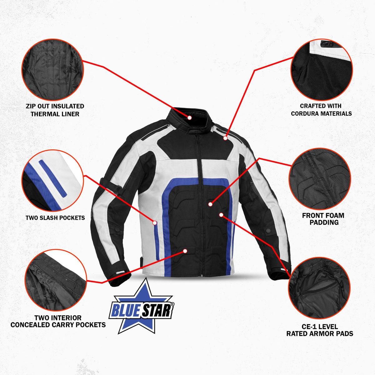 BSM4322 Chevy Glacier Men’s Motorcycle Textile jacket