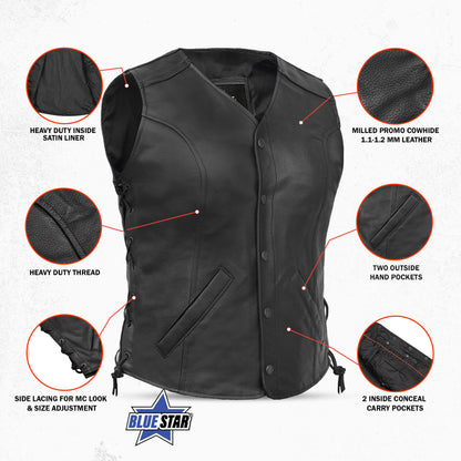BSM2513 Women's Stylish Longer Body &frac34; Vest - Side Laces