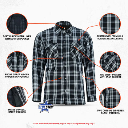 CHECKERED CHAMP MEN’S BLACK AND WHITE ARMORED FLANNEL SHIRT