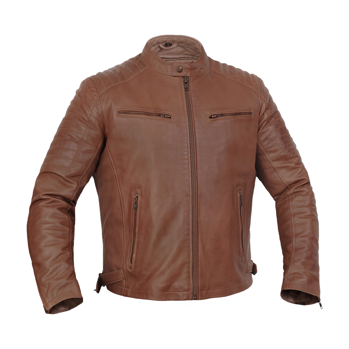 COPPER SLAYER MEN’S SHEEPSKIN LEATHER FASHION JACKET WITH SNAP BUTTON COLLAR
