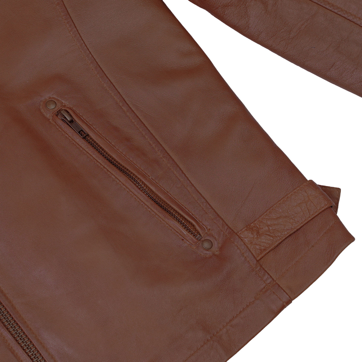 COPPER SLAYER MEN’S SHEEPSKIN LEATHER FASHION JACKET WITH SNAP BUTTON COLLAR