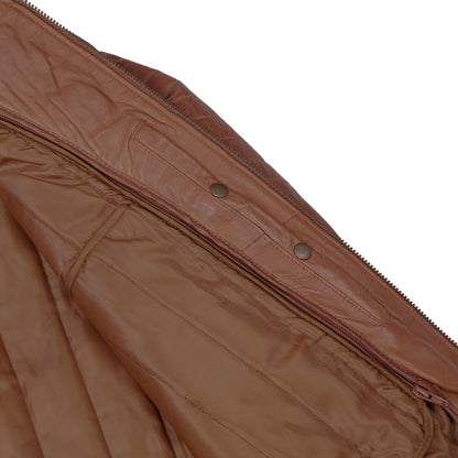 COPPER SLAYER MEN’S SHEEPSKIN LEATHER FASHION JACKET WITH SNAP BUTTON COLLAR