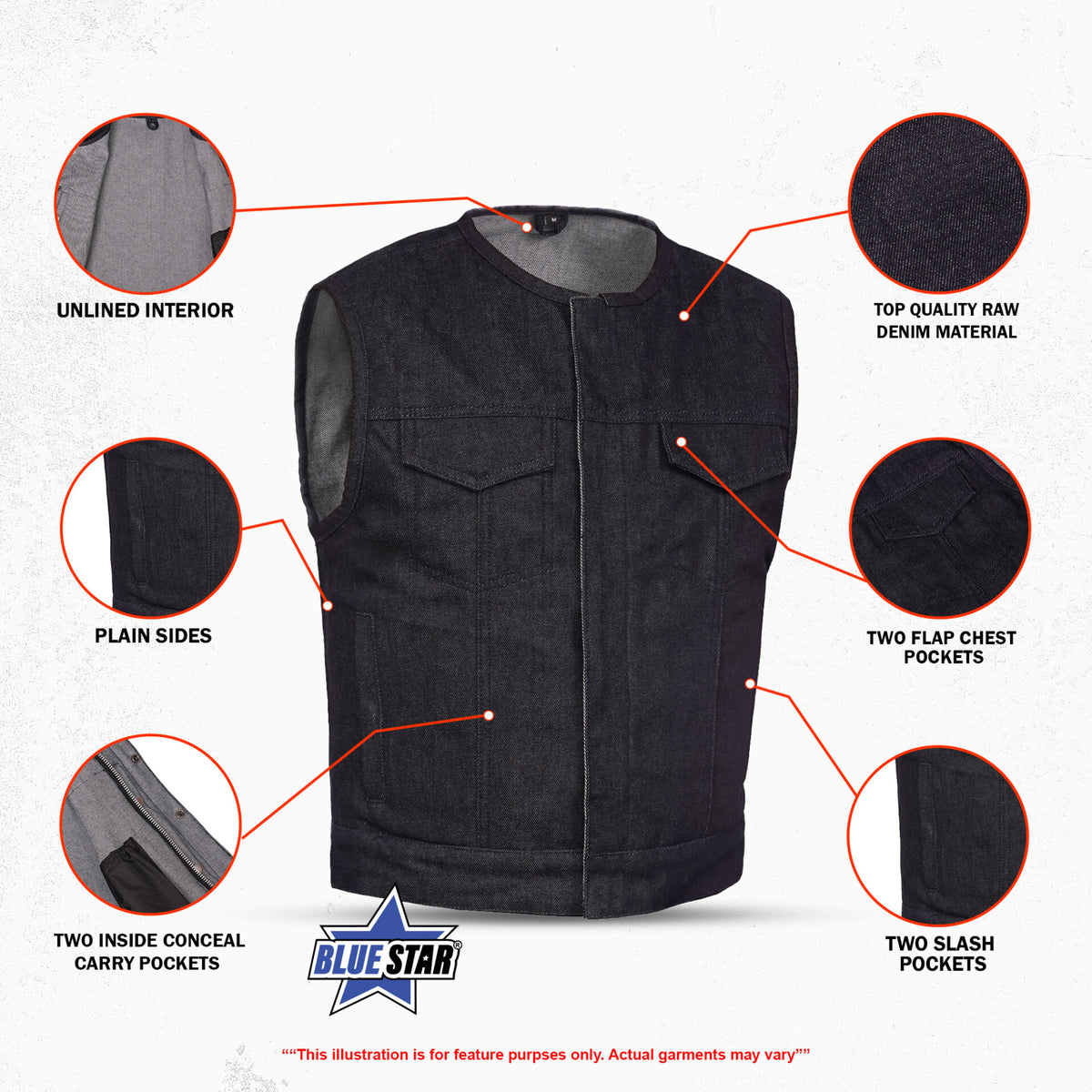 BSM5053 Dirt Nap Men’s Denim Motorcycle Vest