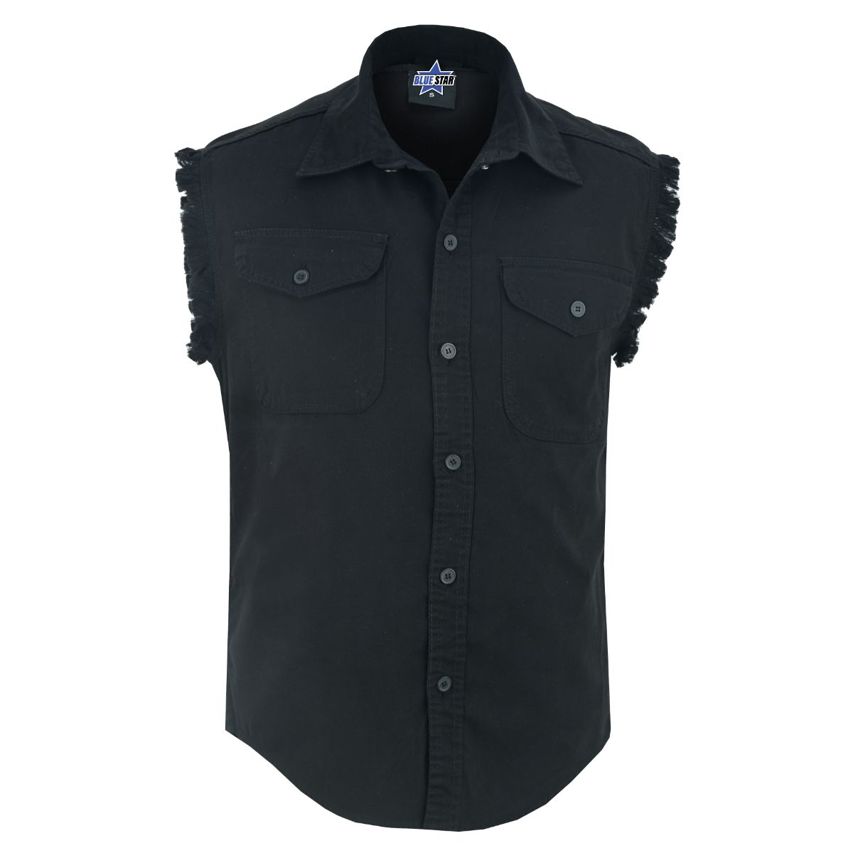 BSM1579 Men’s Black Lightweight Sleeveless Denim Shirt