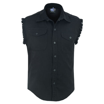 BSM1579 Men’s Black Lightweight Sleeveless Denim Shirt