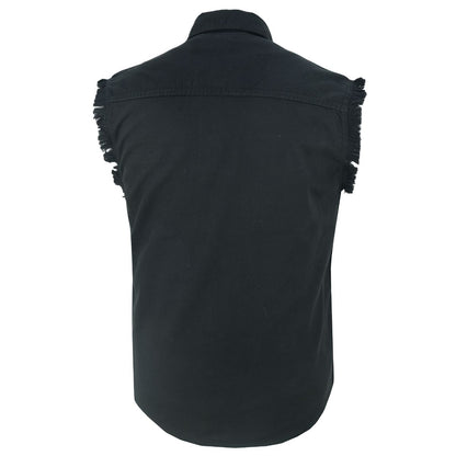 BSM1579 Men’s Black Lightweight Sleeveless Denim Shirt
