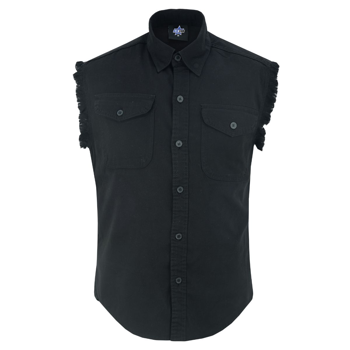 BSM1579 Men’s Black Lightweight Sleeveless Denim Shirt