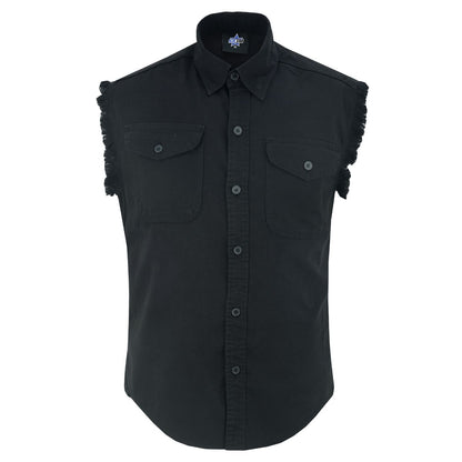 BSM1579 Men’s Black Lightweight Sleeveless Denim Shirt
