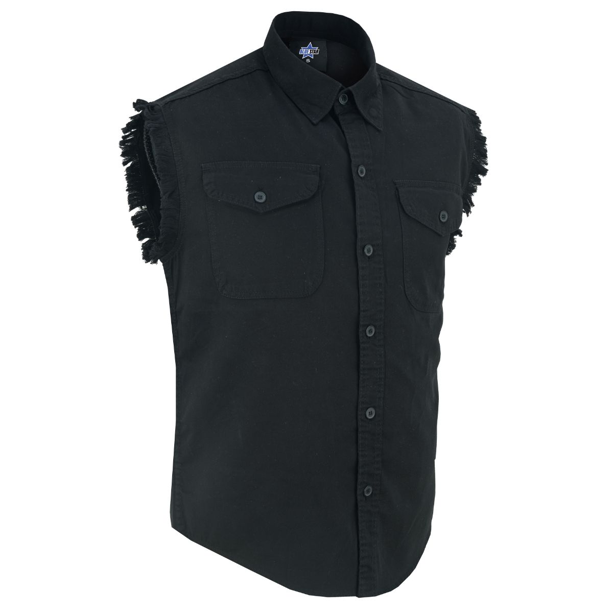 BSM1579 Men’s Black Lightweight Sleeveless Denim Shirt
