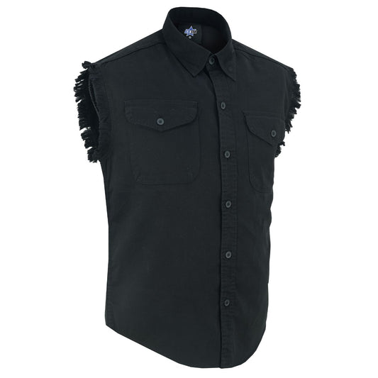 BSM1579 Men’s Black Lightweight Sleeveless Denim Shirt