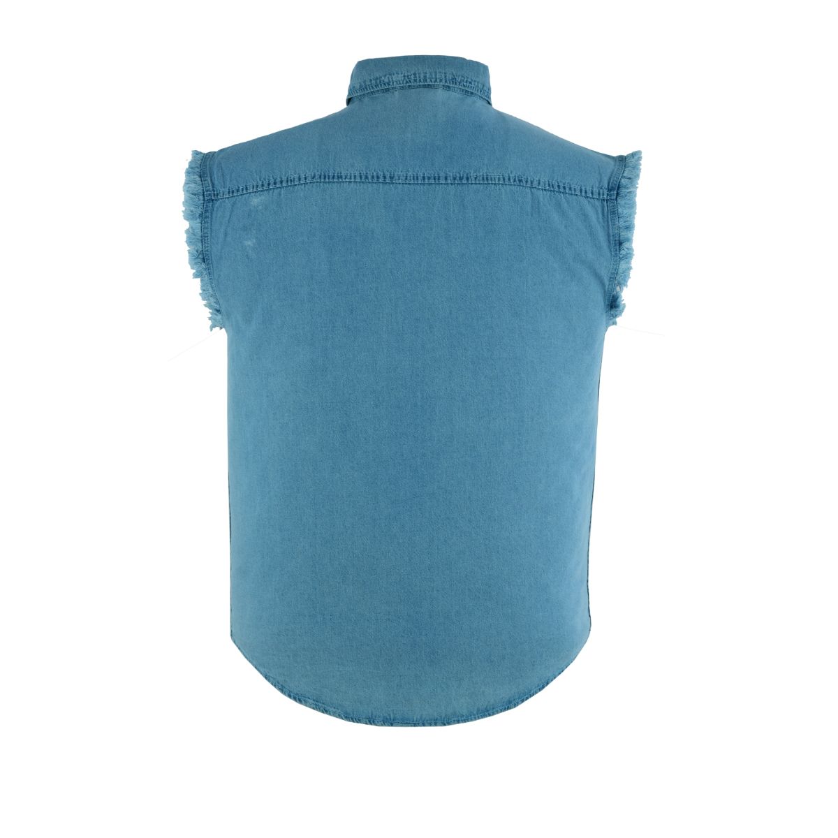 BSM1580 Men's Blue Lightweight Sleeveless Denim Shirt