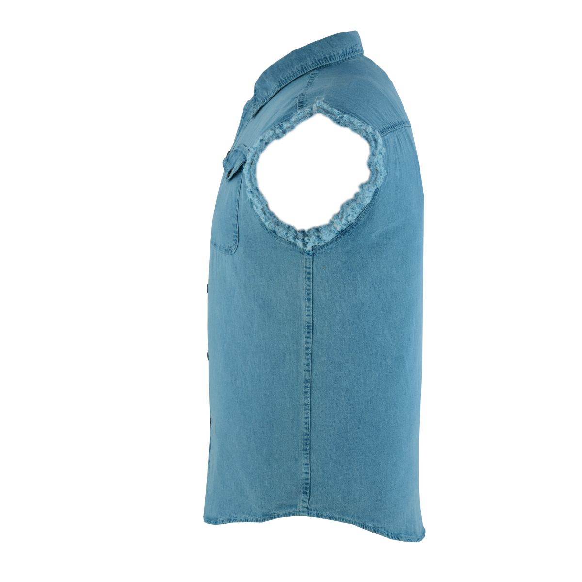 BSM1580 Men's Blue Lightweight Sleeveless Denim Shirt