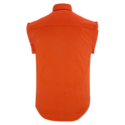 BSM1578 Men’s Orange Lightweight Sleeveless Denim Shirt