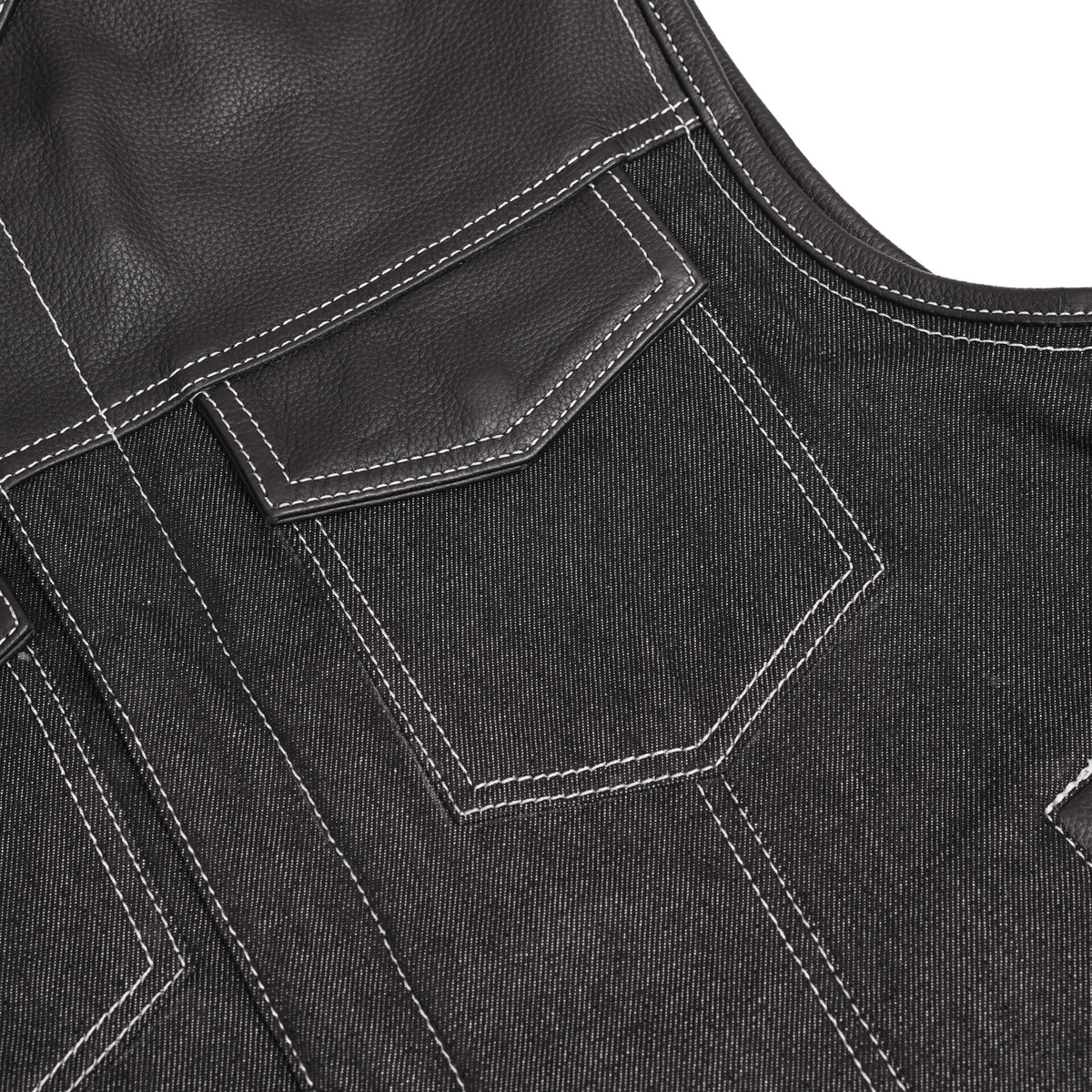 BSM1504 Men's Leather/Denim Combo Vest