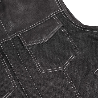 BSM1504 Men's Leather/Denim Combo Vest
