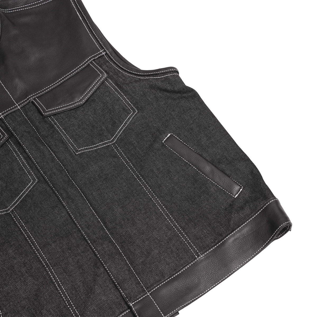 BSM1504 Men's Leather/Denim Combo Vest