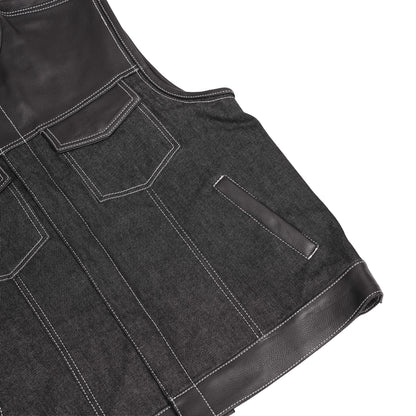 BSM1504 Men's Leather/Denim Combo Vest