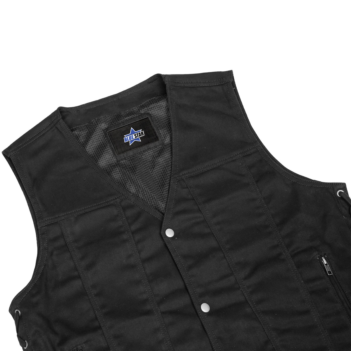 BSM1542 Men's Single Back Panel Concealed Carry Denim Vest