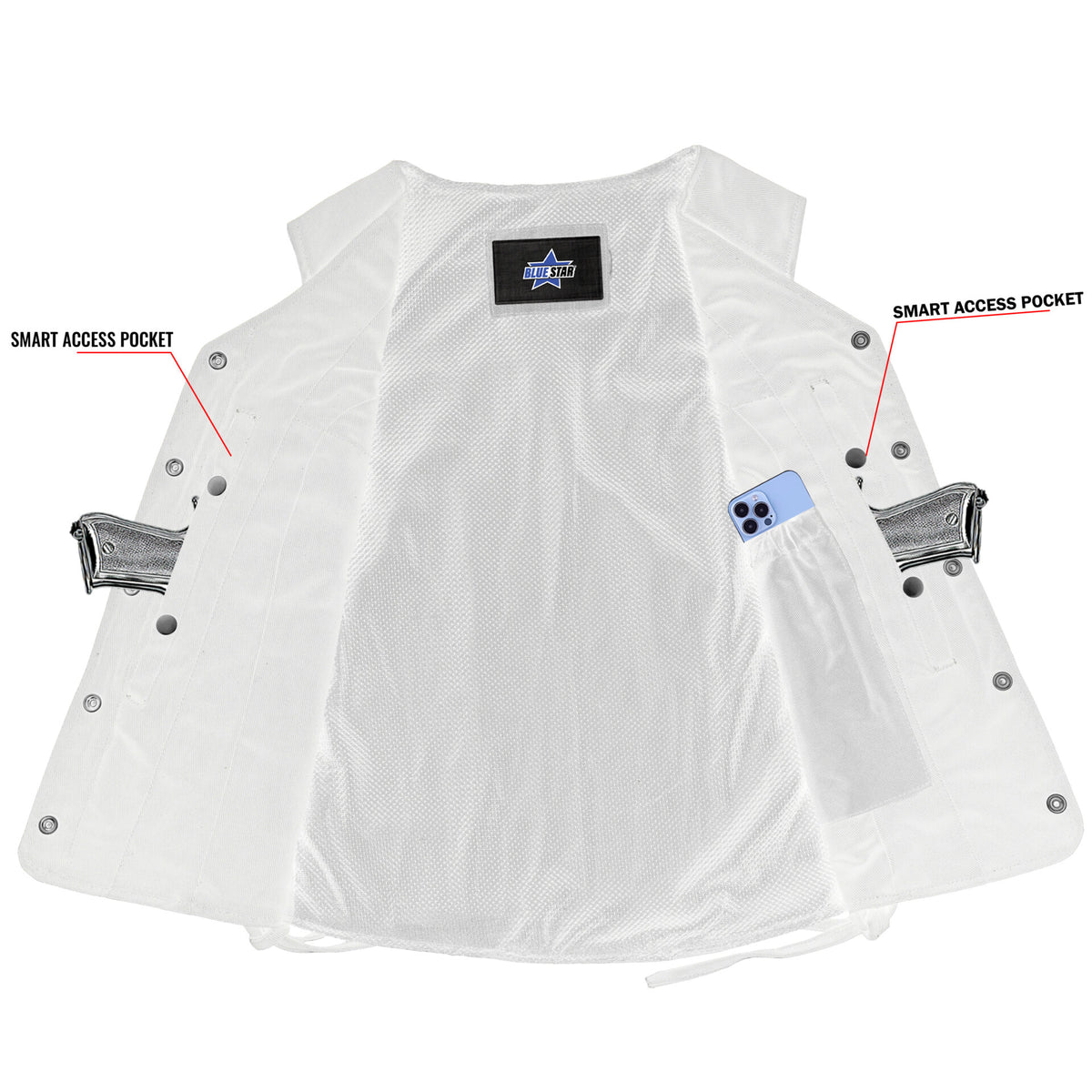 BSM2534 Women's Denim Longer Body &frac34; Vest - Side Laces