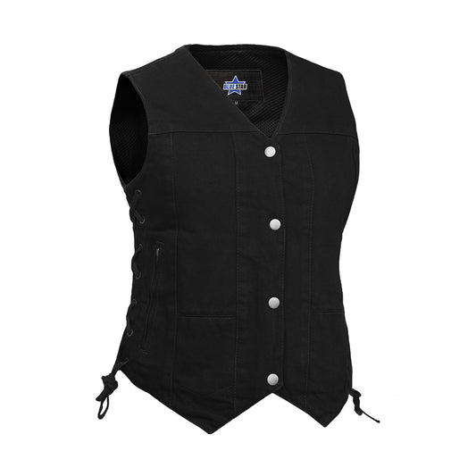BSM2550 Women's 6 Pocket Denim Utility Vest - Black