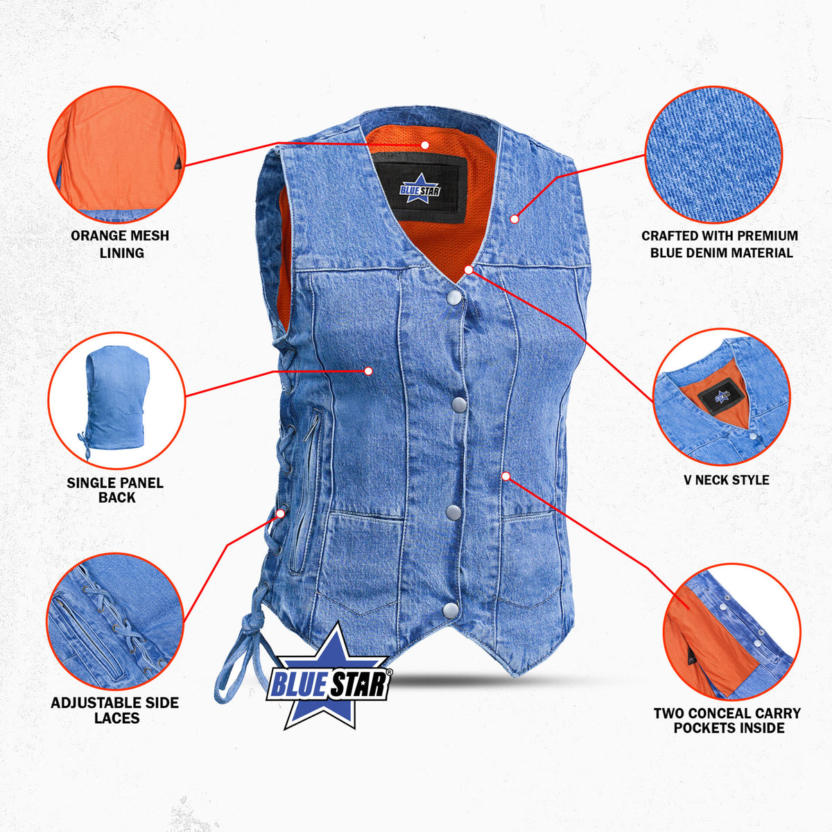 BSM5021 Blue Haven™ womens denim vest