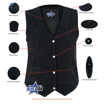 BSM4595 Women's Denim Classic Plain Sides Vest