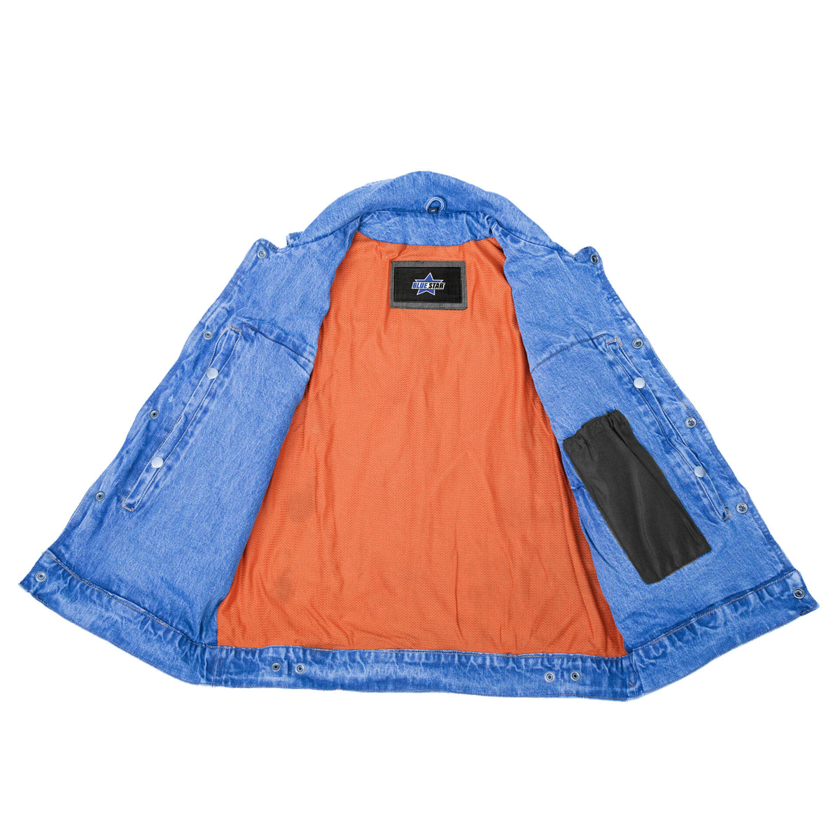 BSM1569 Snap Front Denim Vest- Blue