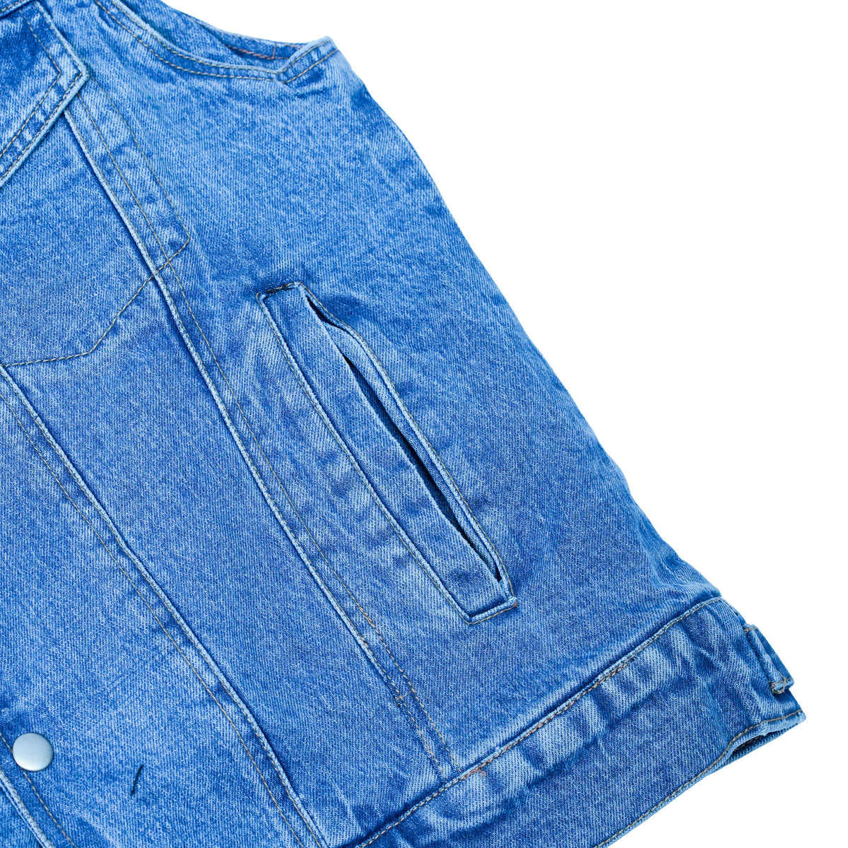 BSM1569 Snap Front Denim Vest- Blue