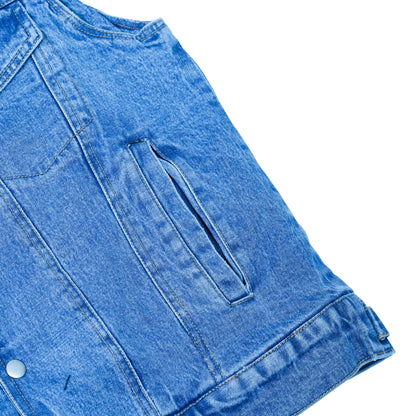BSM1569 Snap Front Denim Vest- Blue