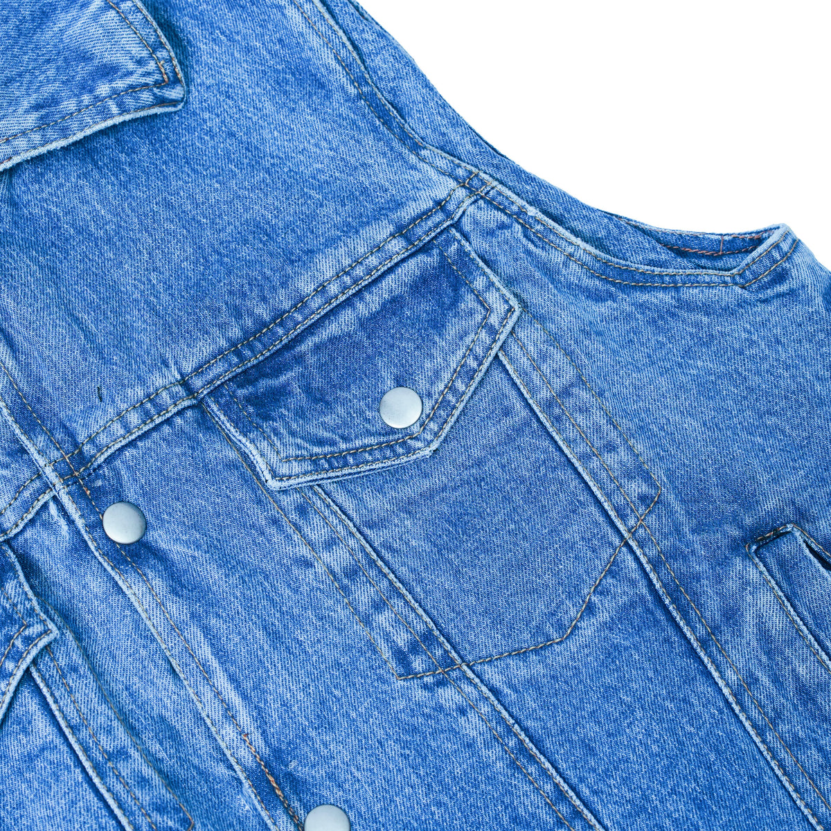 BSM1569 Snap Front Denim Vest- Blue