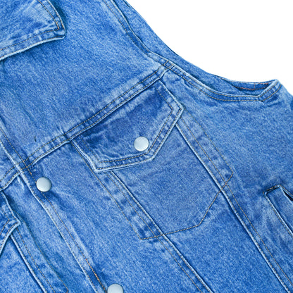 BSM1569 Snap Front Denim Vest- Blue