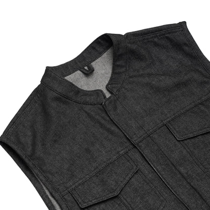 BSM1564 Men's Rough Rub-Off Raw Finish Denim Vest
