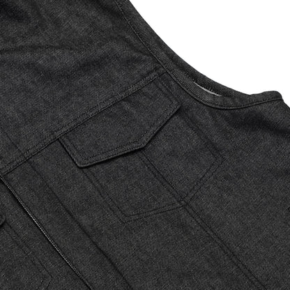 BSM1564 Men's Rough Rub-Off Raw Finish Denim Vest