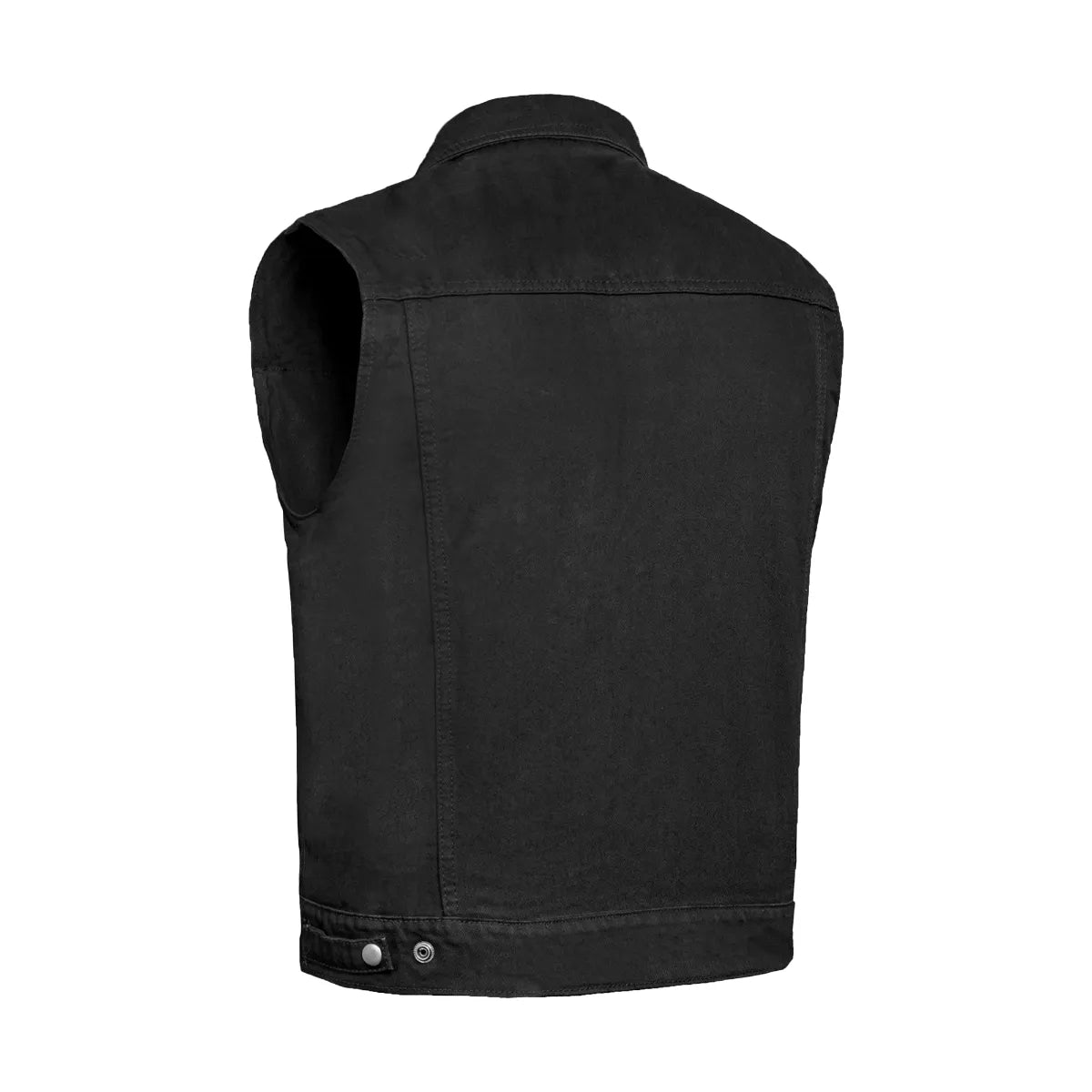 BSM1512 Snap/Zipper Front Denim Vest- Black